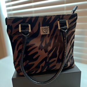 Anne Klein Brown and Black Patterned Shoulder Bag